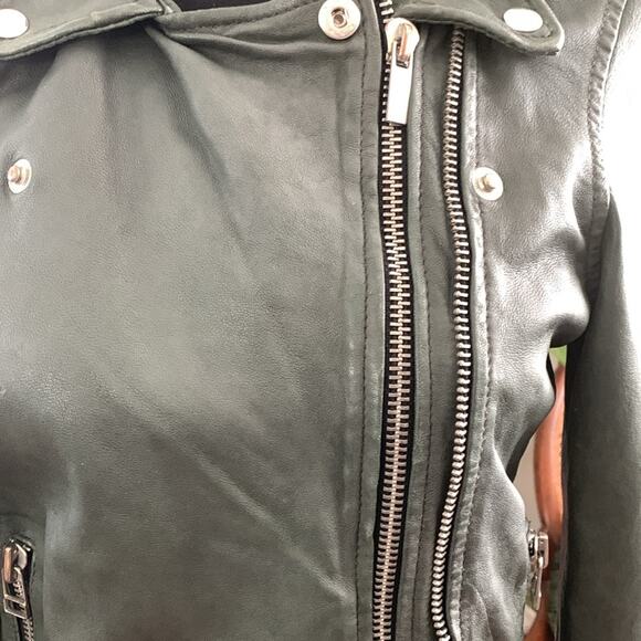 Goosecraft Biker 513 Hunter Green Leather Zip Up Moto Jacket - US Small - Picture 9 of 10